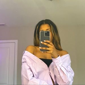Collar Button Down Purple Top